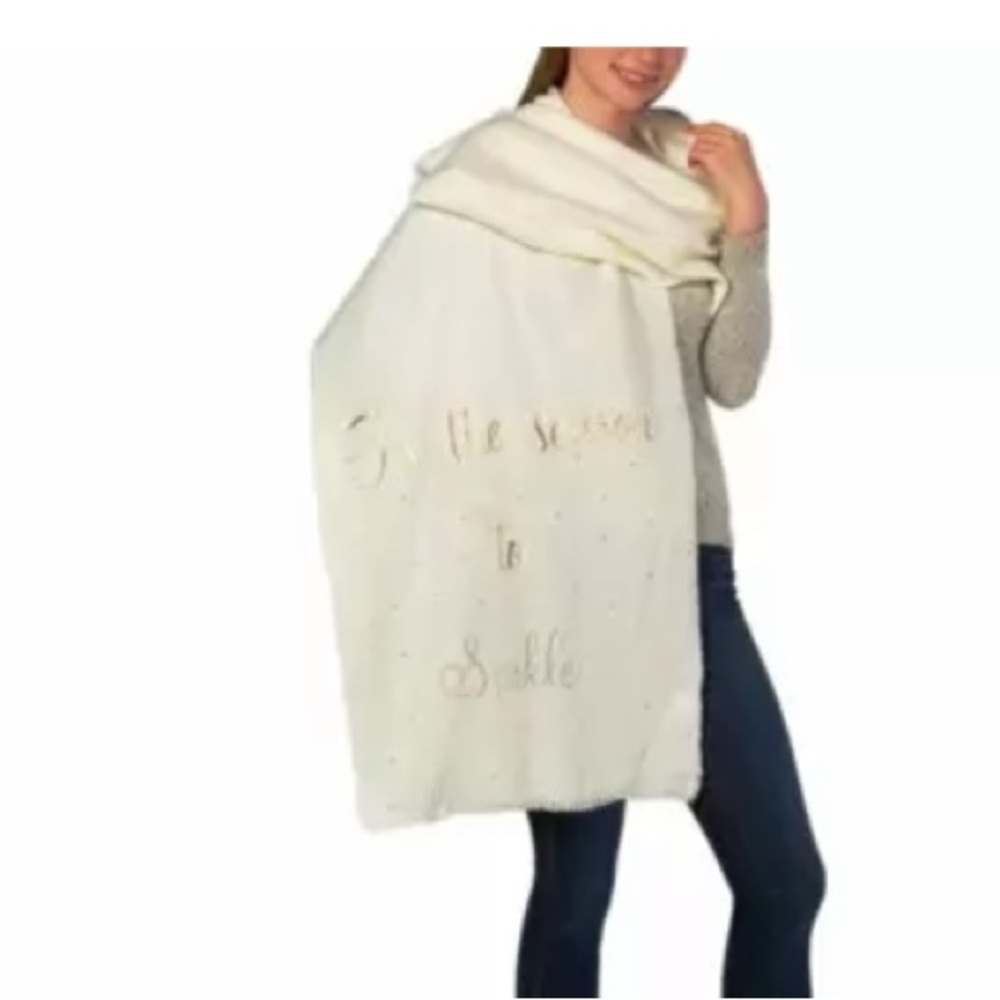 NEW Charter Club Tis The Season Holiday Christmas Blanket Wrap, Cream